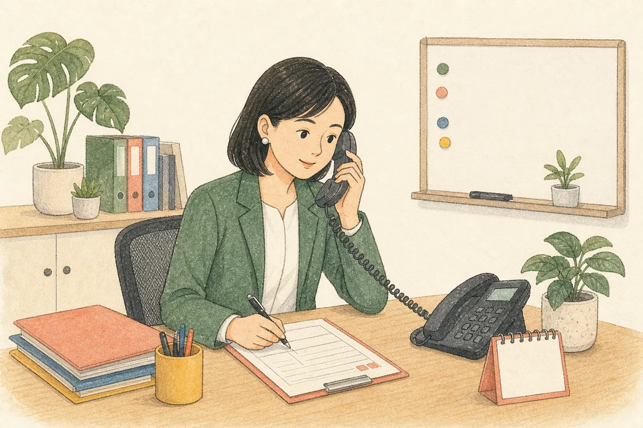 聯絡窗口閱讀客戶需求並記錄細節的插畫